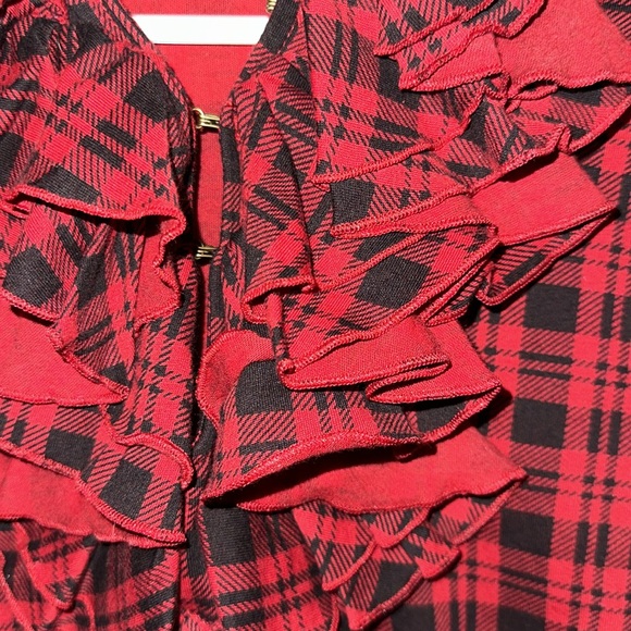 Lauren Ralph Lauren Women's Red Plaid Ruffle Shirt Cotton NWT $70 MSRP Size XS - Picture 5 of 7
